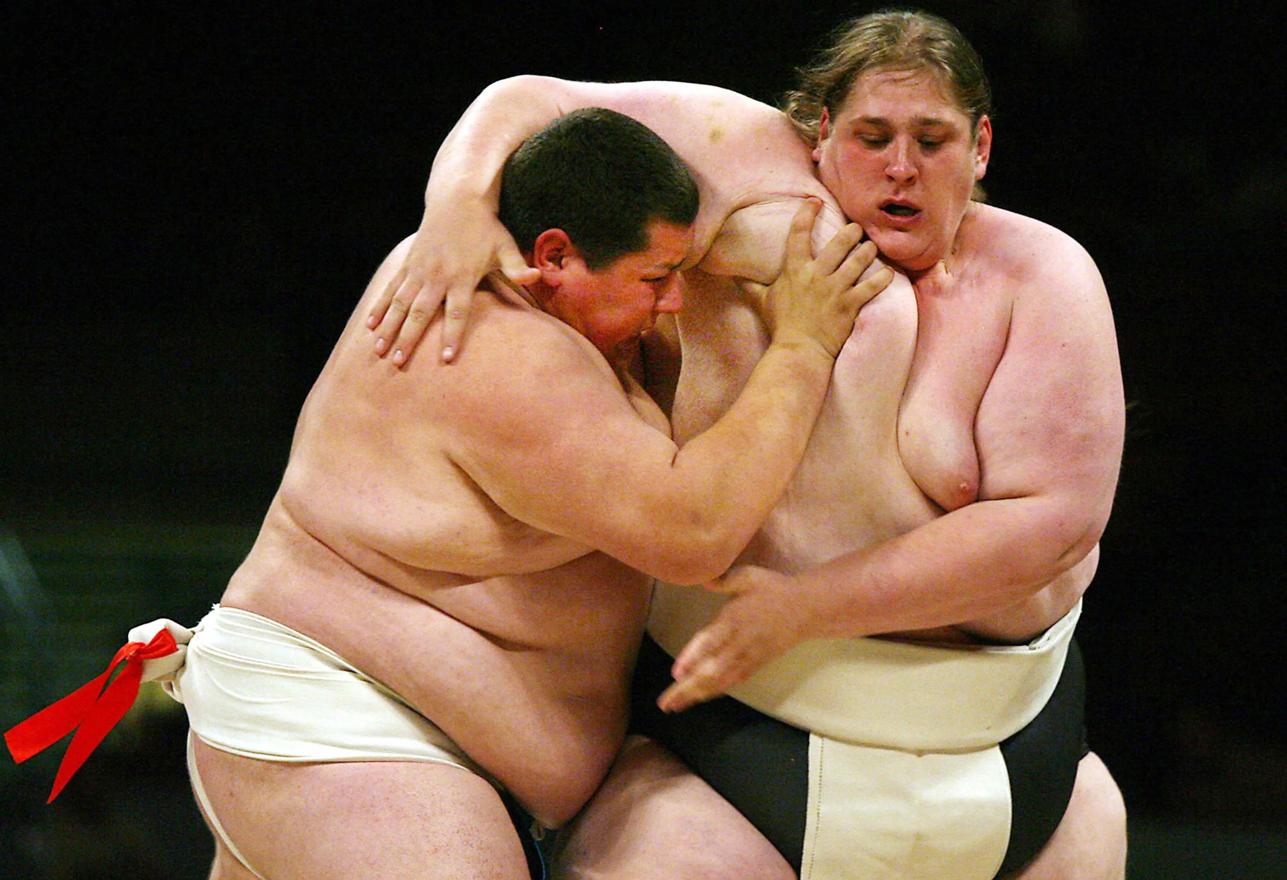Sumo wrestlers battle it out during the World Sumo League at the Meadowlands Continental Arena. East Rutherford, NJ