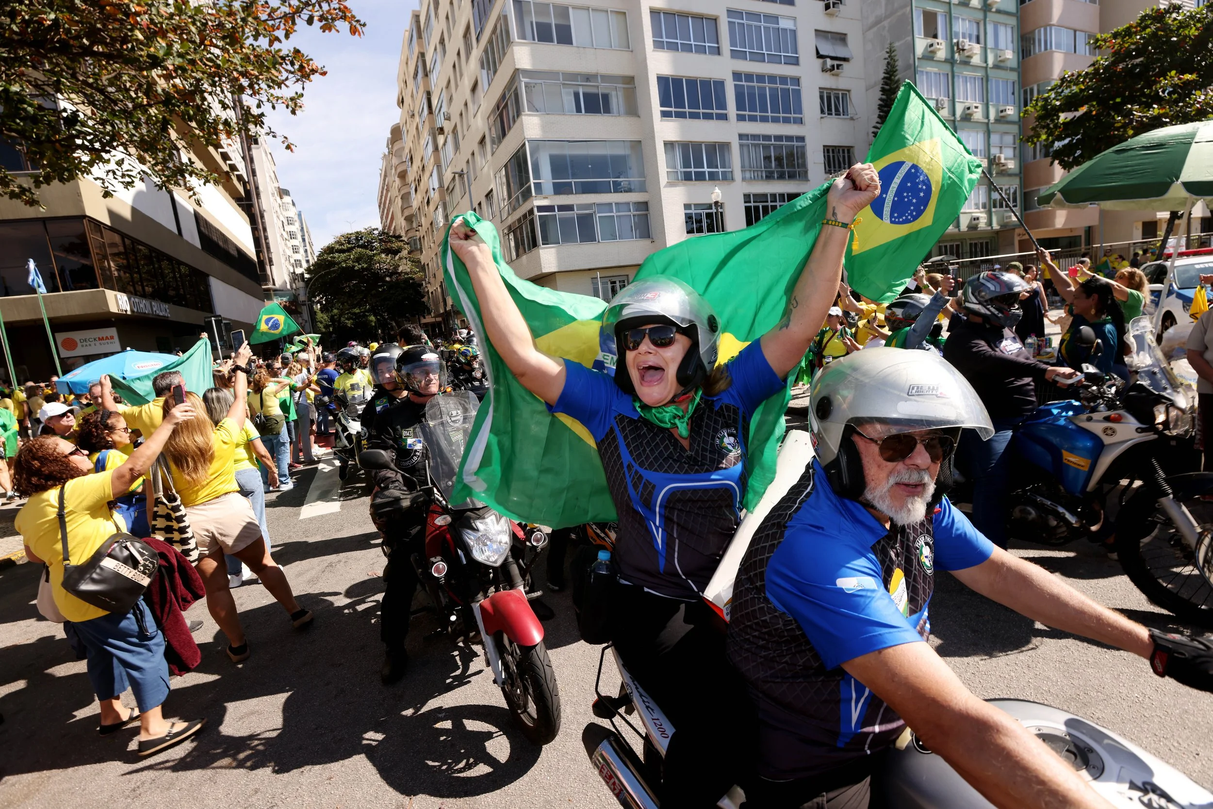 Thousands of supporters of former Brazil President Jair Bolsonaro gathered in Copacabana for the ‘Reaja, Brasil’ protest