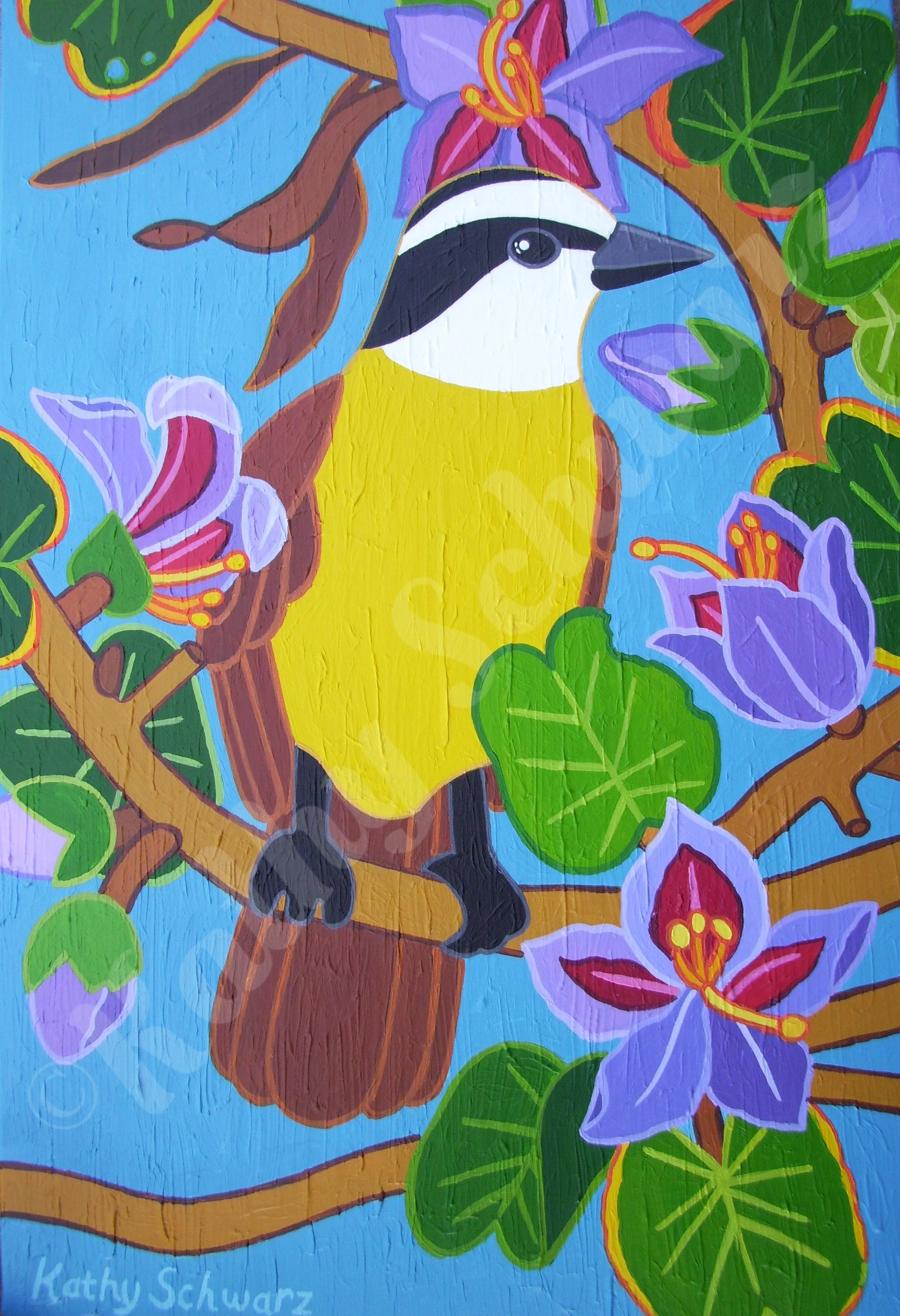 Acrylic - Kiskadee in Orchid Tree (24x36) - Watermark.jpg