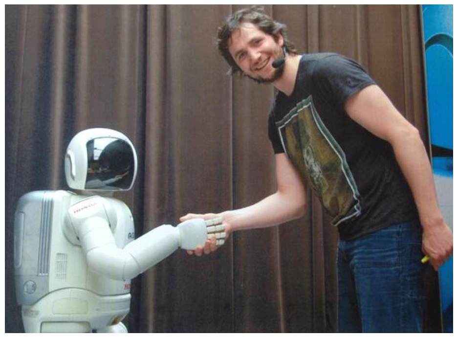 HOSTING A DEMONSTRATION OF ROBOT ASIMO. HE ALSO VISITED MY TV SHOW!