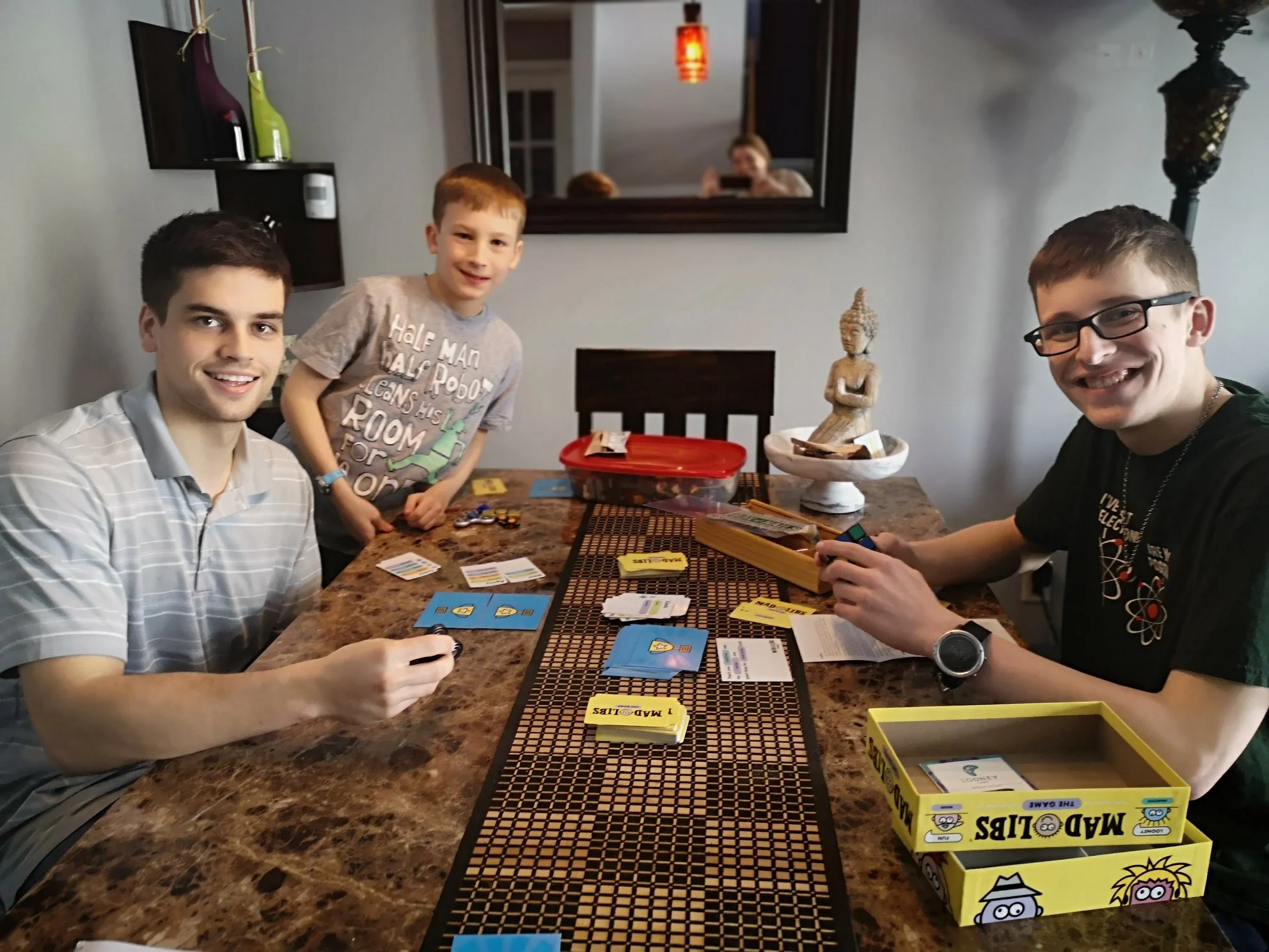 Scott and his two buddies enjoy board games among other activities during their visits. It was a blast hanging out with these incredibly intelligent and hilarious guys.