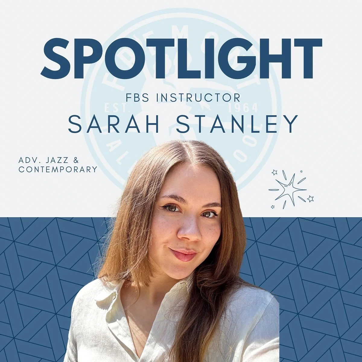 Instructor spotlight of the day is our incredible Jazz and Contemporary teacher, Sarah Stanley! Miss Sarah is so creative such a talented dancer and choreographer. We are so grateful to have her as a part of our FBS family! More about Miss Sarah:

Sa