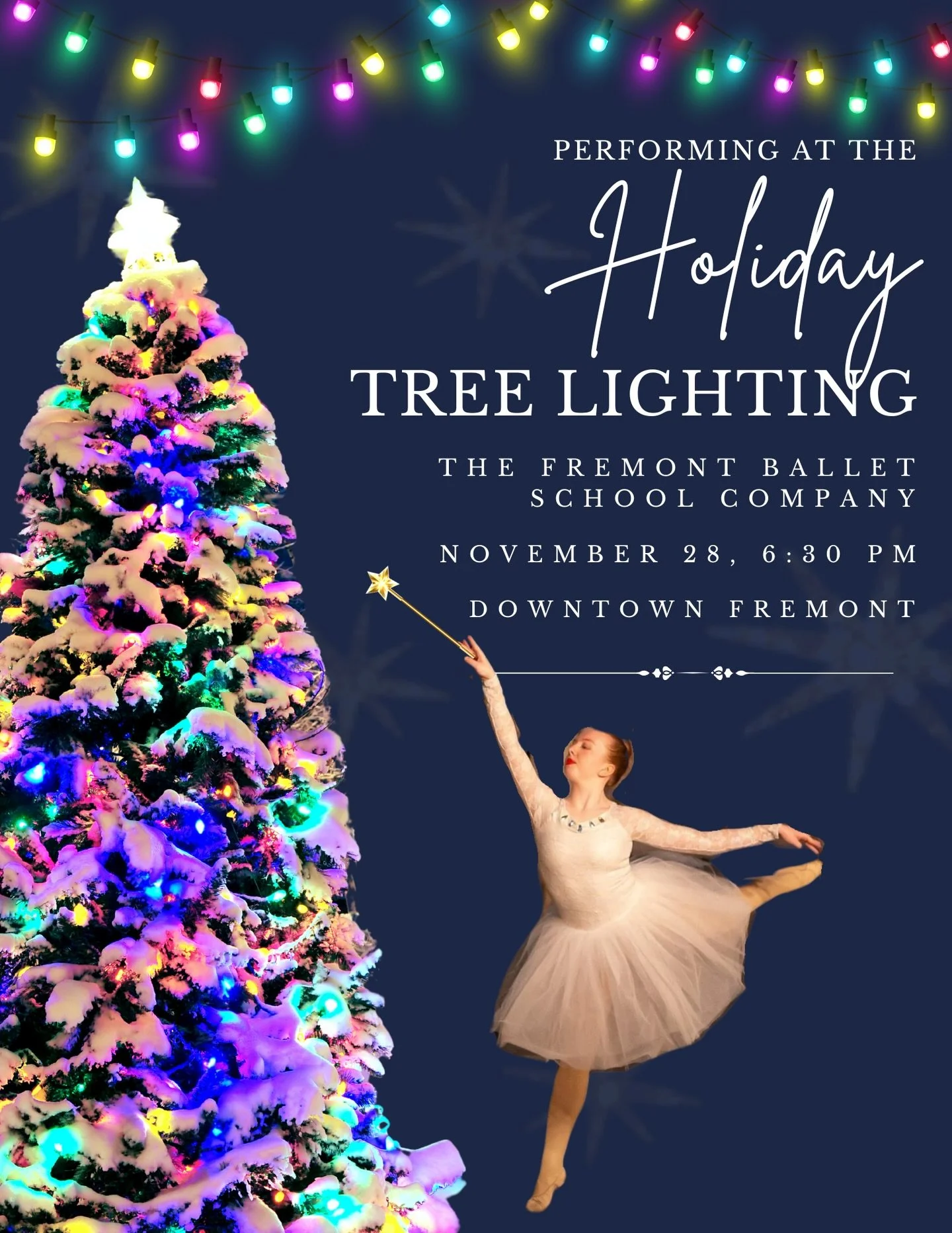 We hope all of our dancers and families had a Happy Thanksgiving! TONIGHT we kick off the holiday season, performing for the tree lighting downtown in Fremont at 6:30 p.m. Dress in your warmest clothes, bring a hot drink, and Step Into Christmas with