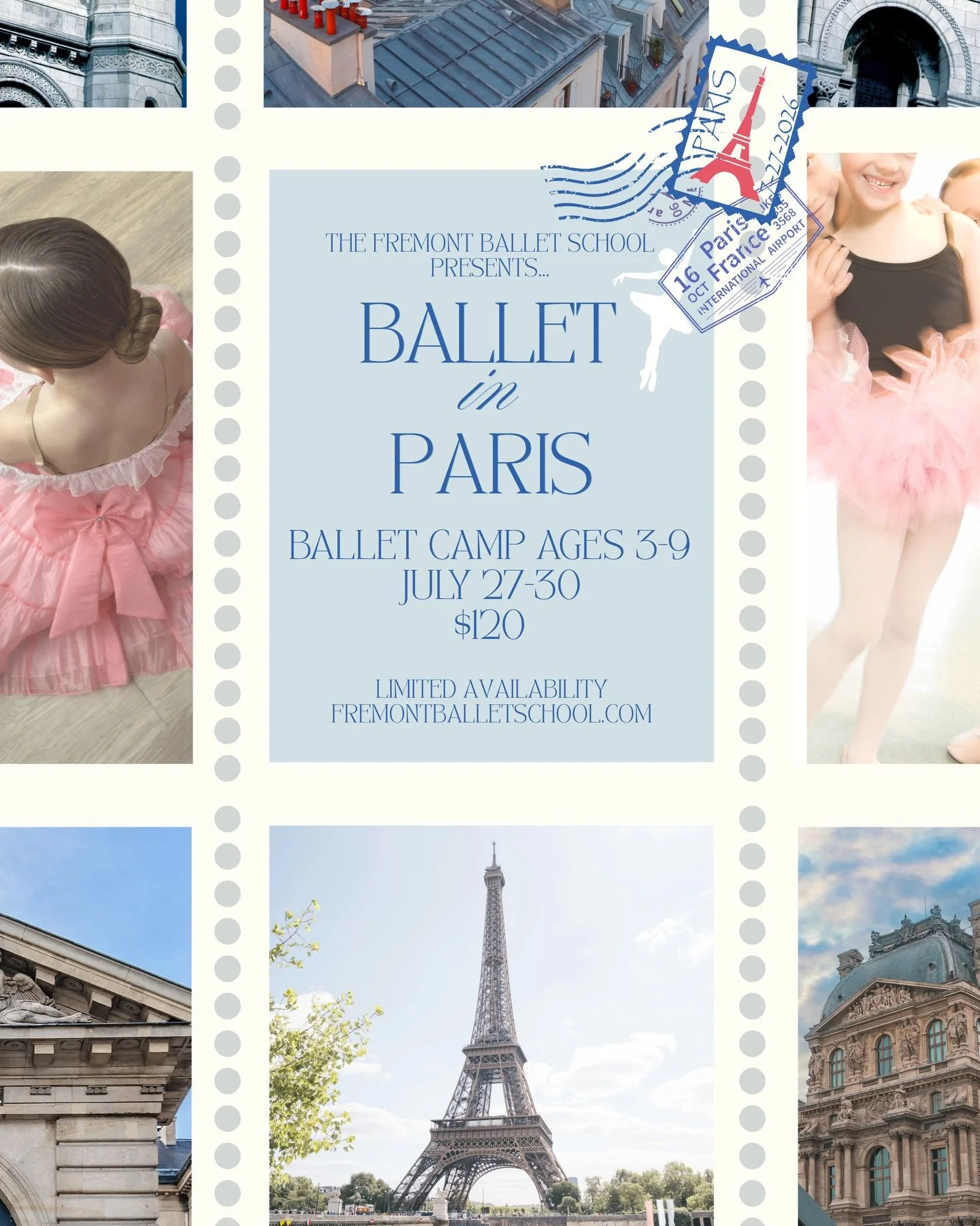 Bonjour! Time for a long-awaited announcement&hellip;the theme of this year&rsquo;s ballet camp! &ldquo;Ballet in Paris&rdquo; 🇫🇷🩰🎨🧑🏻&zwj;🎨🖼️ Join us for 4 days of pli&eacute;s, paintbrushes, and pastries 🥐. This camp is perfect for your tin
