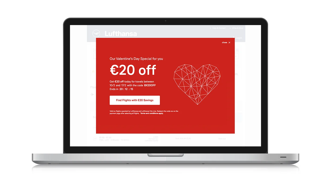 Valentine’s Day promo echo overlay for desktop