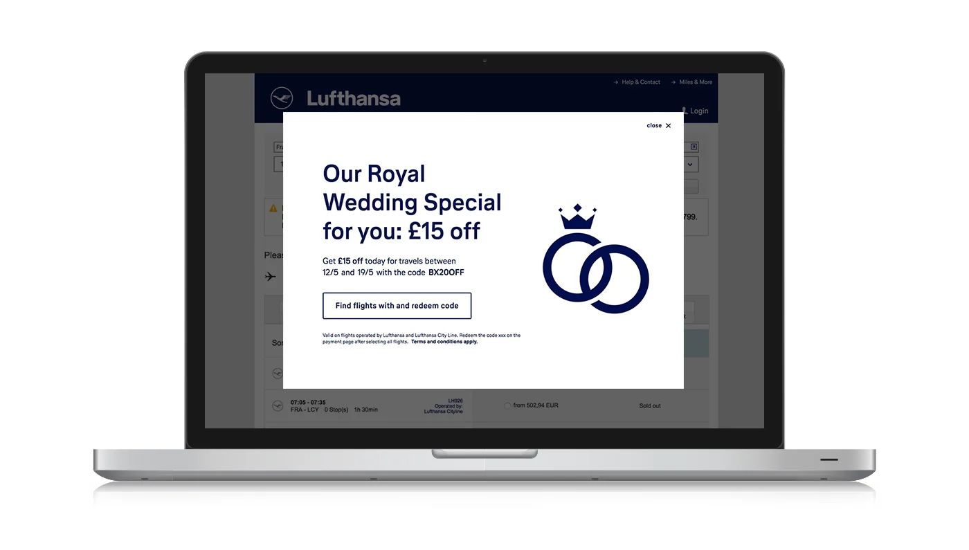 Royal Wedding promo echo overlay for desktop