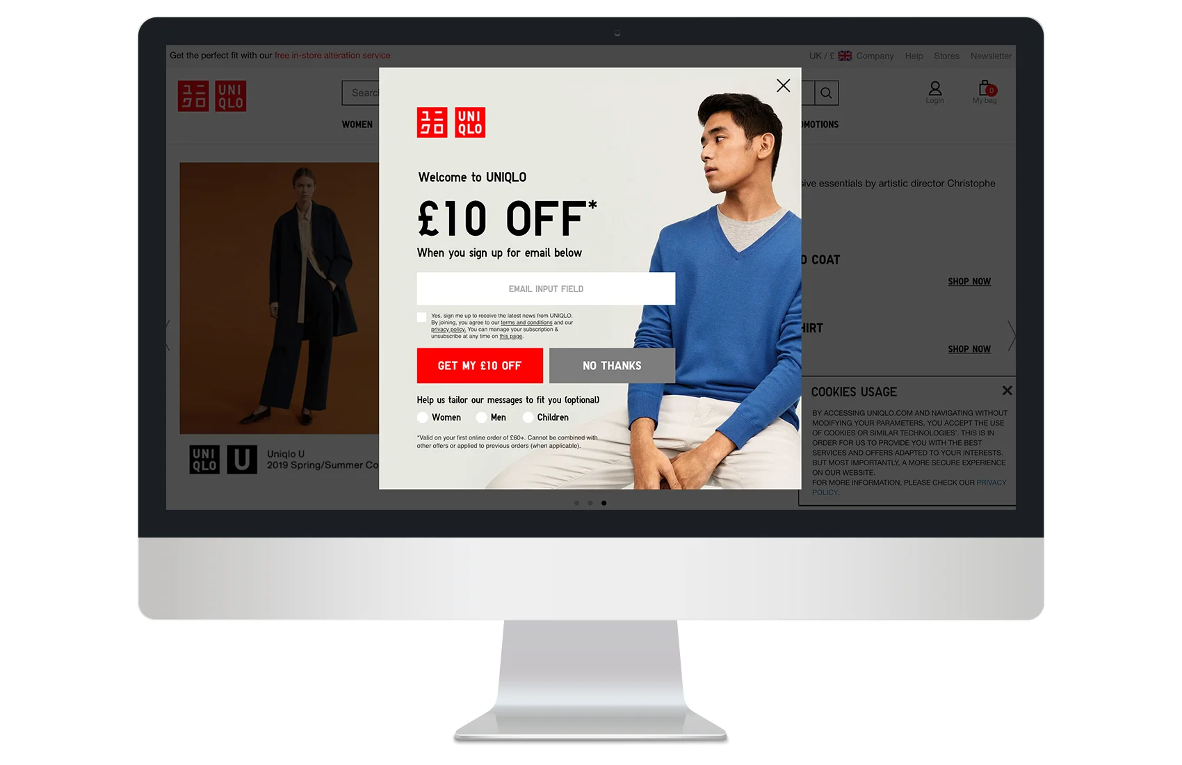 Entrance male overlay on desktop