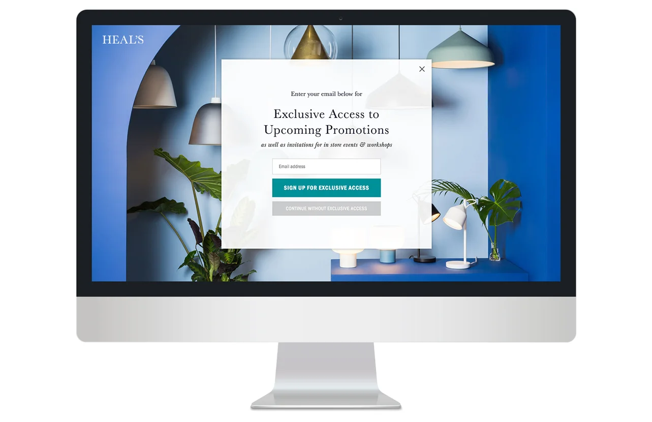 Full screen entrance email capture