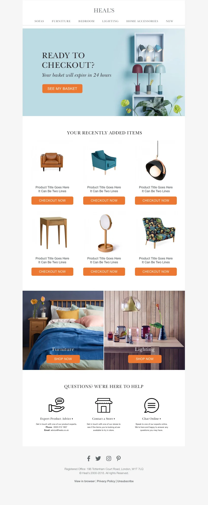 Cart abandonment email