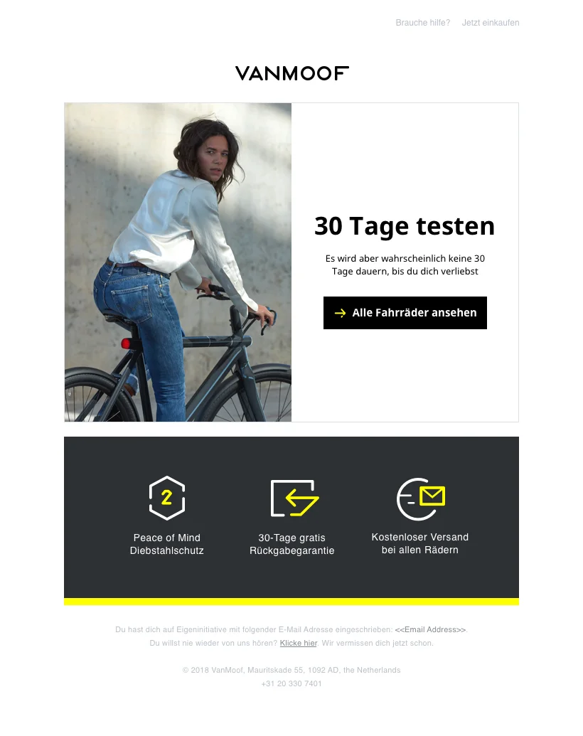 Behavioral welcome email (for German customers)