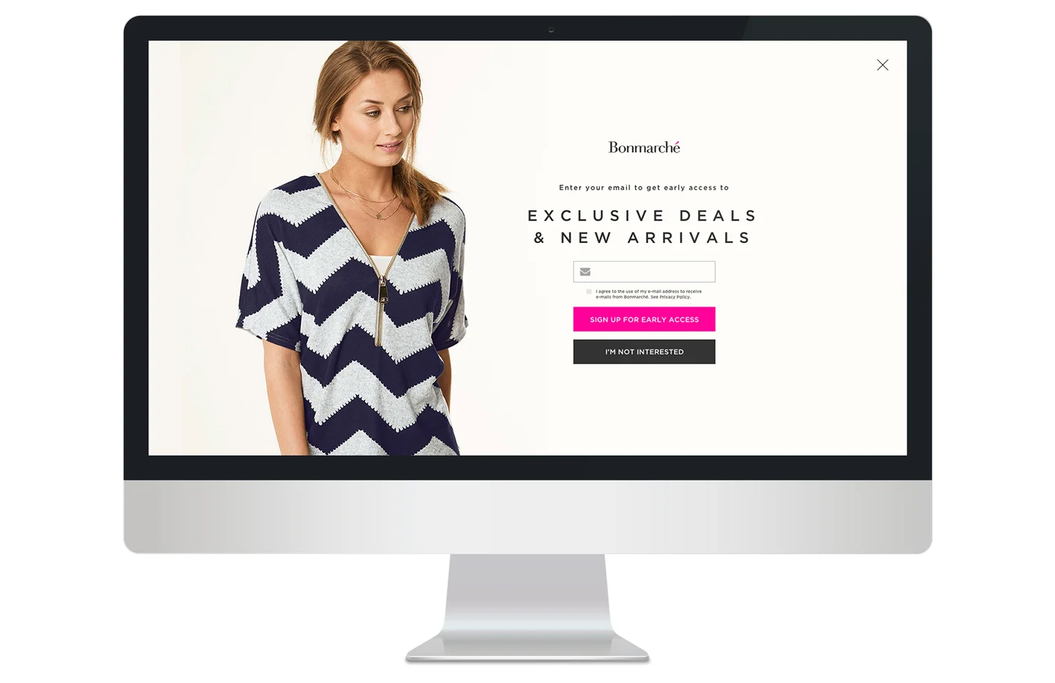 Bonmarché - full screen entrance email capture on desktop