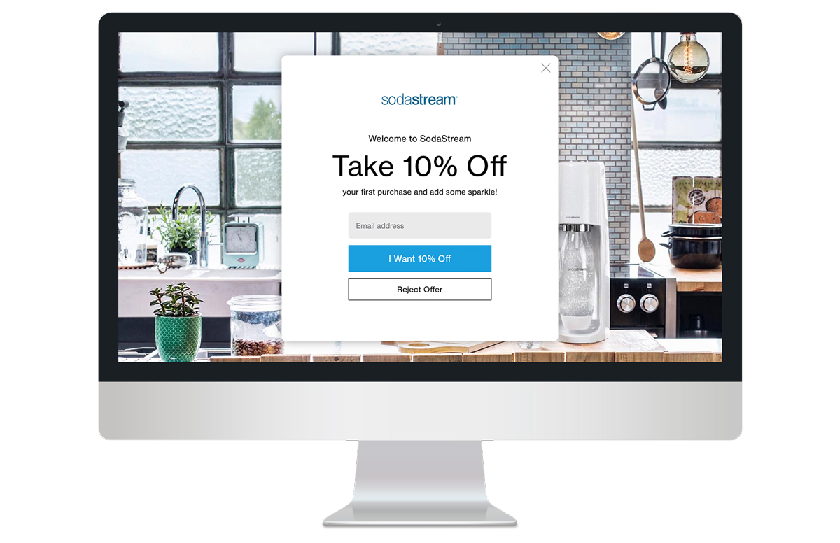 SodaStream - full screen entrance email capture on desktop