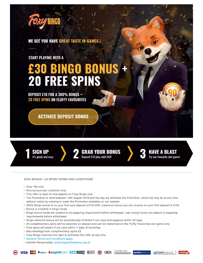 Foxy Bingo - cart abandonment email