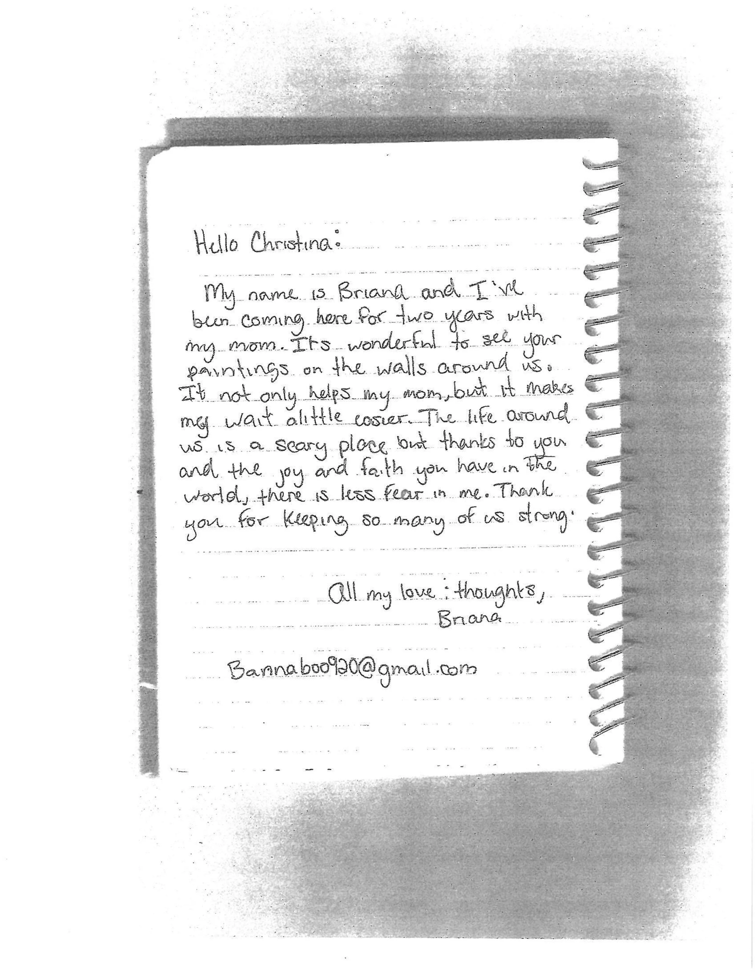 Letter from Briana