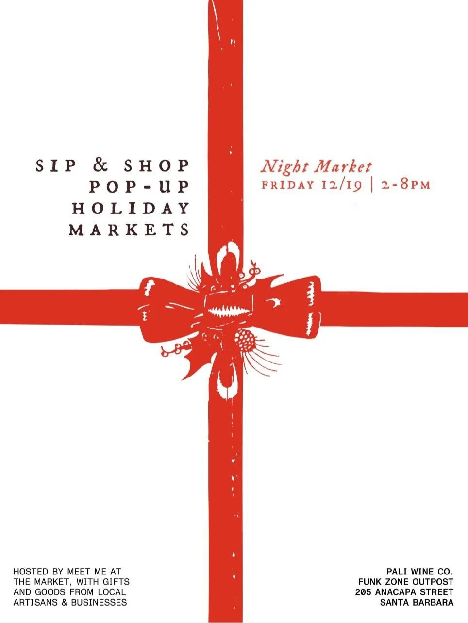 Join me tomorrow in Santa Barbara for a sip and shop kind of evening! 🍷🛍️@meetme.atthe.market @paliwineco 
2-8 pm to grab all the last minute stocking stuffers 📋✅🎁