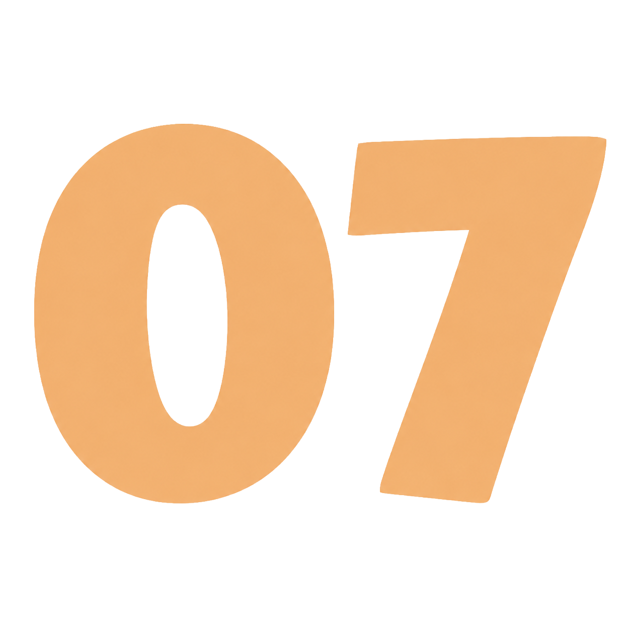Large 3D orange number 07.