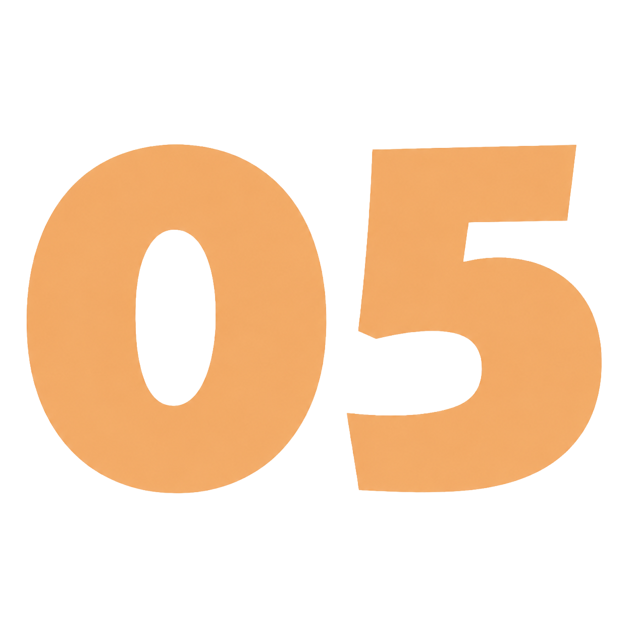 The number 05 in large, bronze-colored, three-dimensional text.