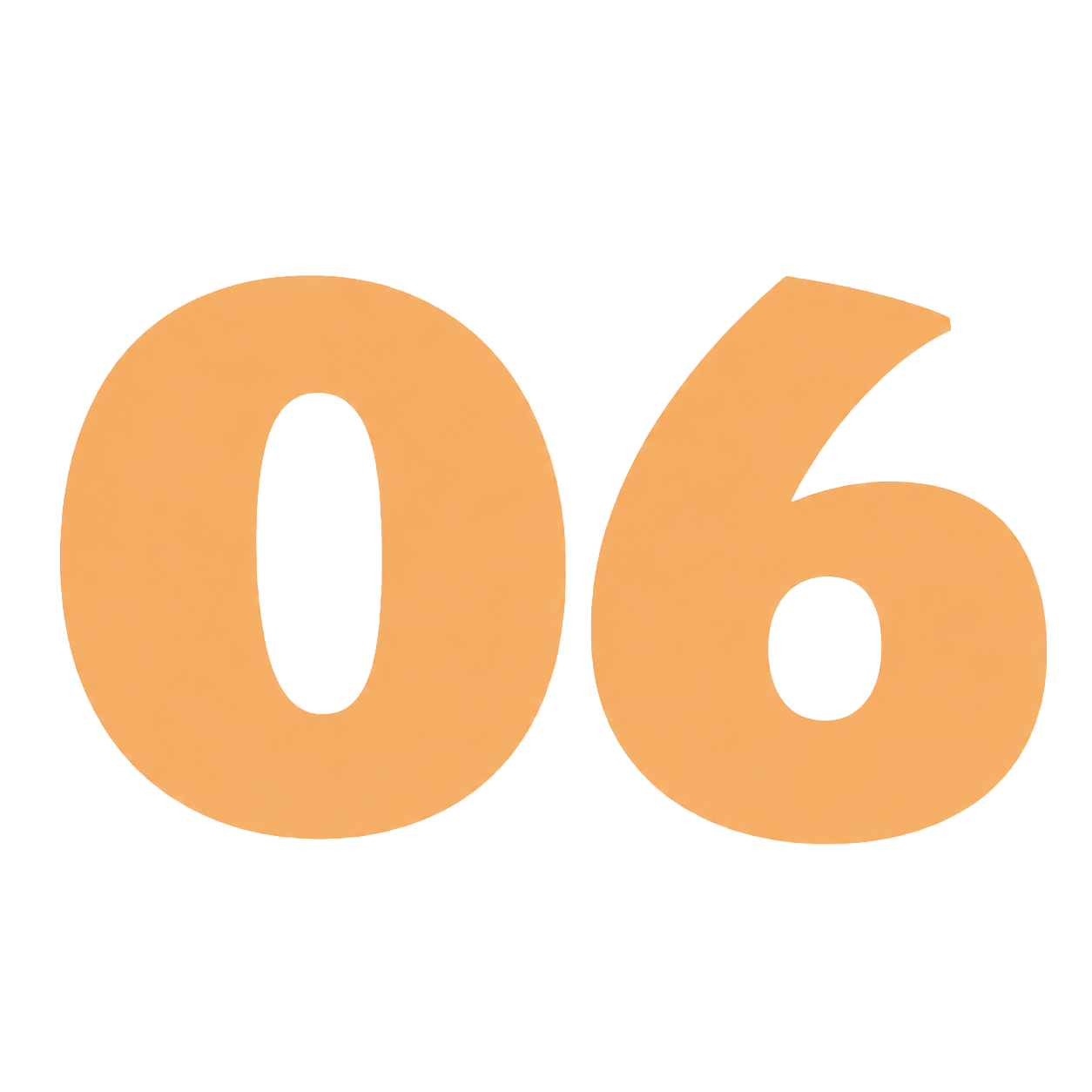 Large orange 3D number six