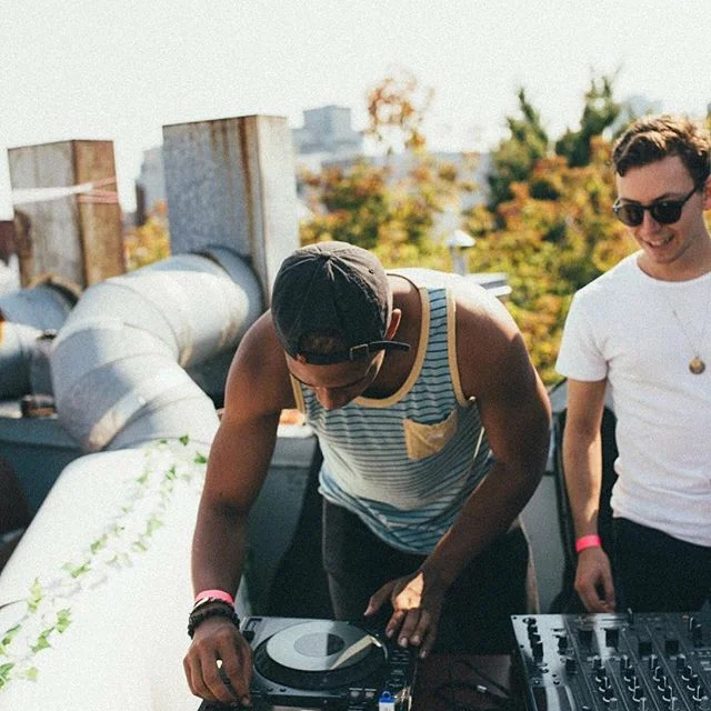 Abdou DJing for a rooftop event in the early days of KAJ