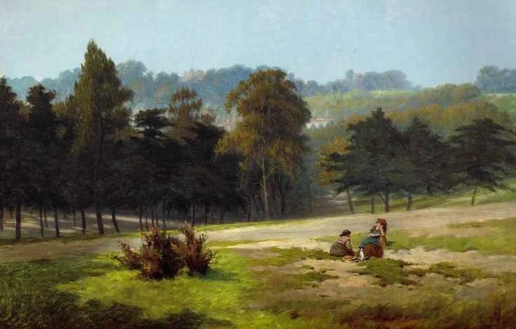 1850s Early morning, Vale of Heath from Battery Hill, Hampstead Heath.jpg