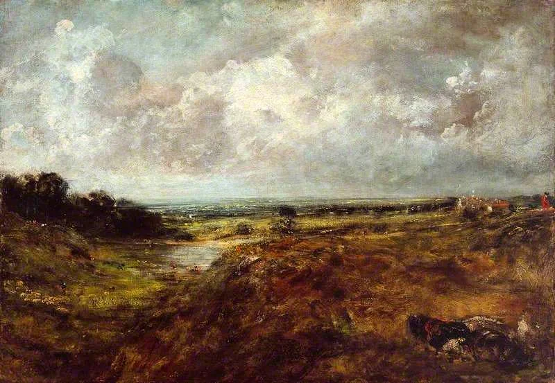 1825 Branch Hill Pond, Hampstead Heath, with a Cart and Carters, Constable, 1825.jpg