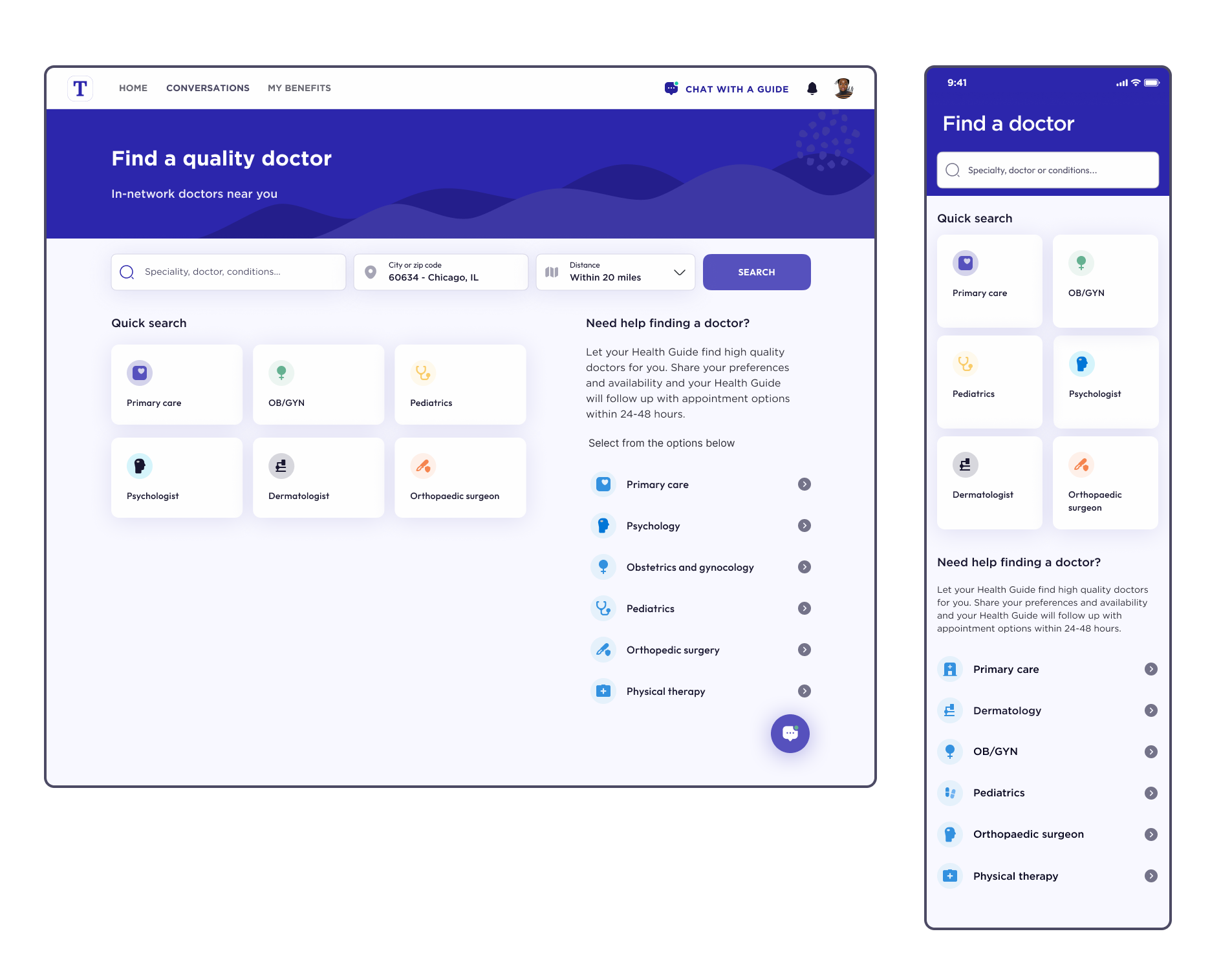 Provider Finder landing page