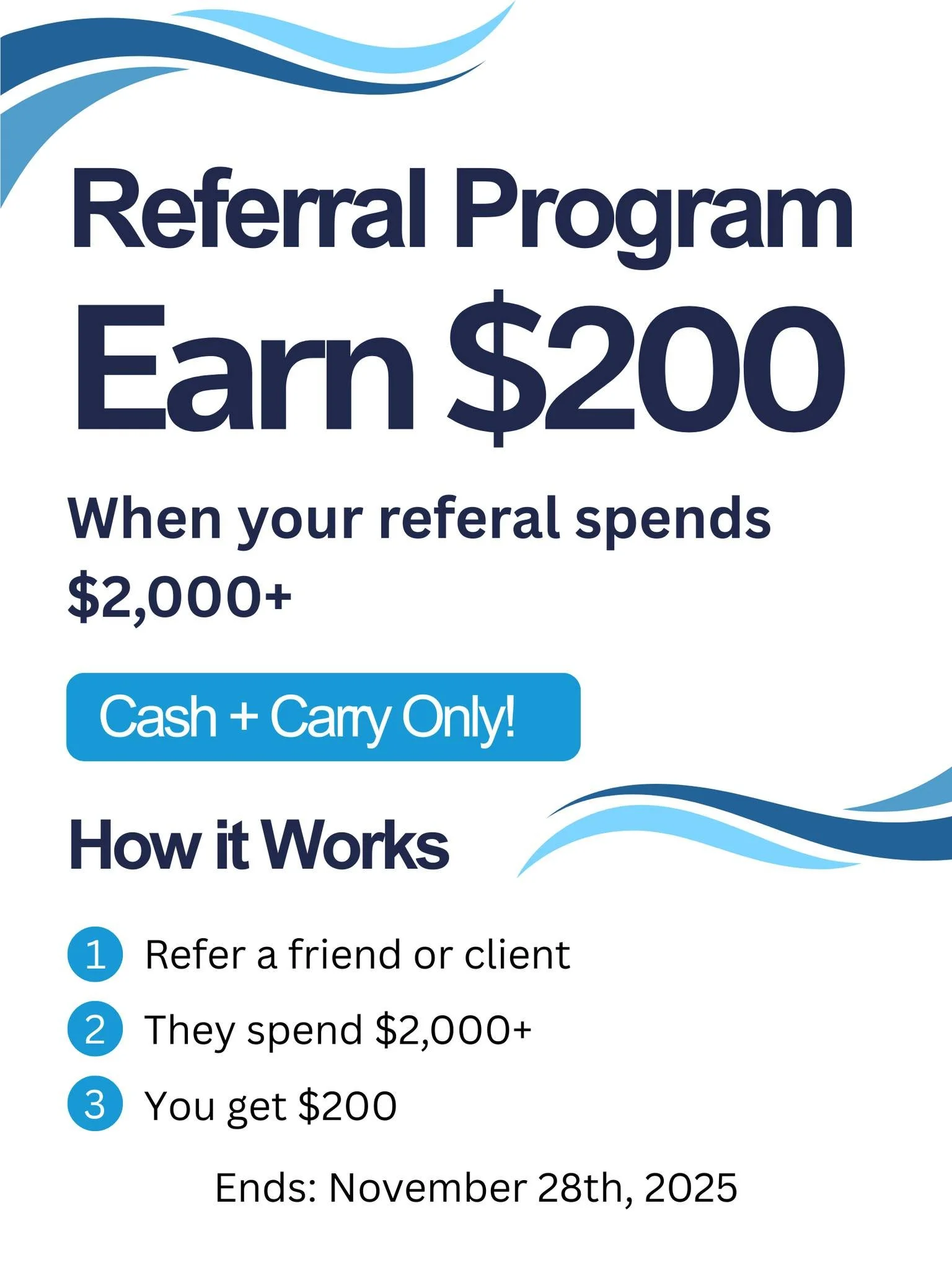 STARTS NOVEMBER 1ST 🚨

Our Referral Program is finally here!
Refer your friends, earn rewards, and help them get the floors they&rsquo;ll love. 🙌💥
offer ends on Friday November 28th!