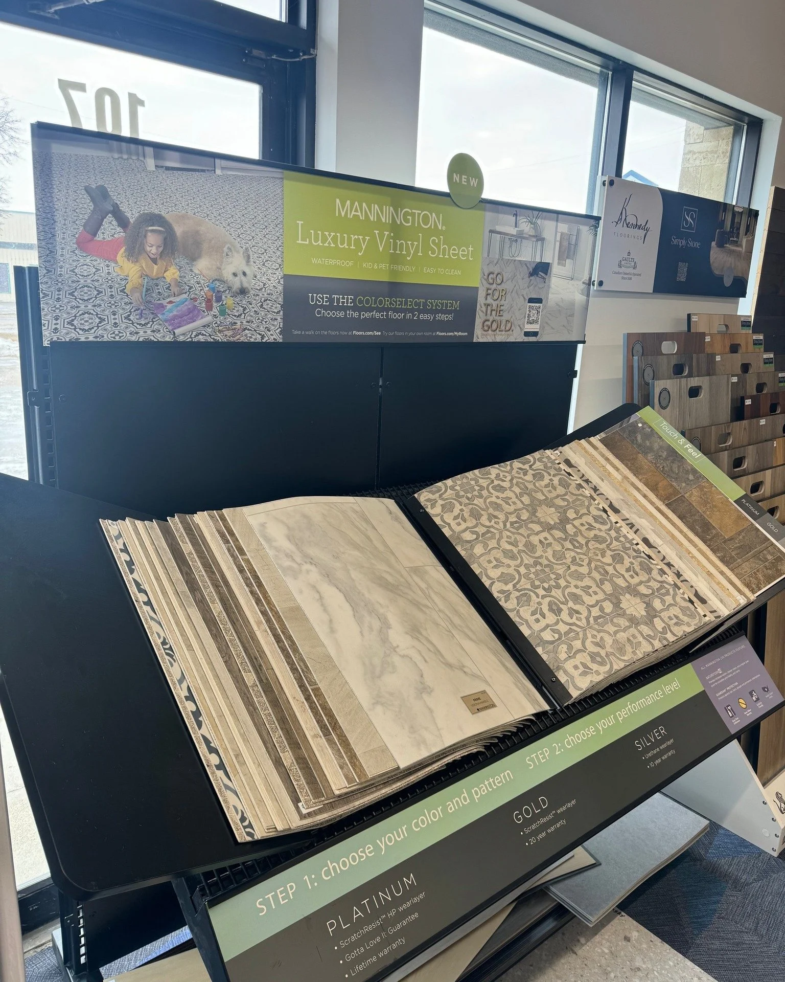 Looking for fun patterns? Our Luxury Vinyl Sheet options bring style, and personality to any room.

#yxelocal #WeFitYourSpace