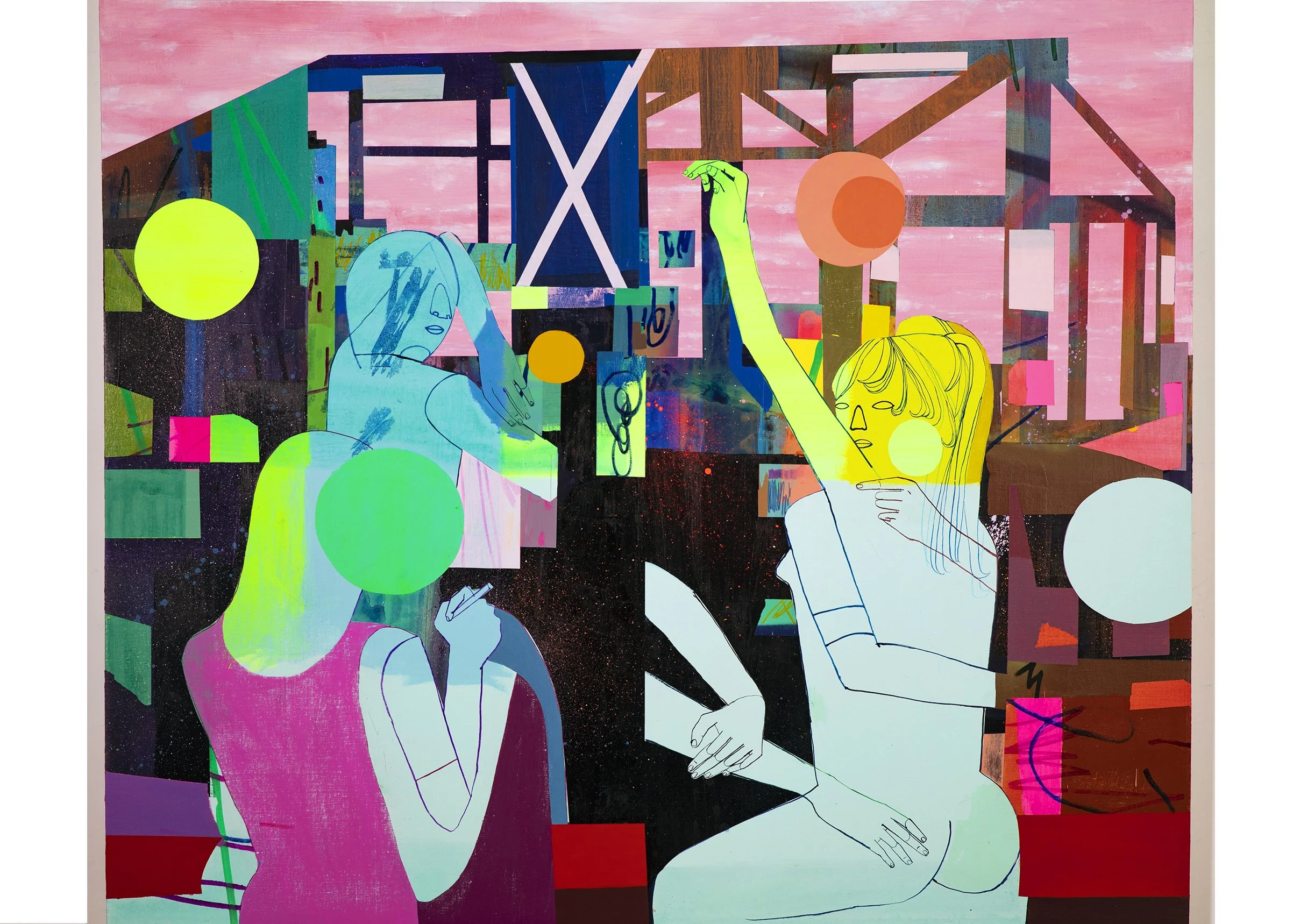 Tell me a Riddle, 48" x 56" acrylic, oil on canvas 2022