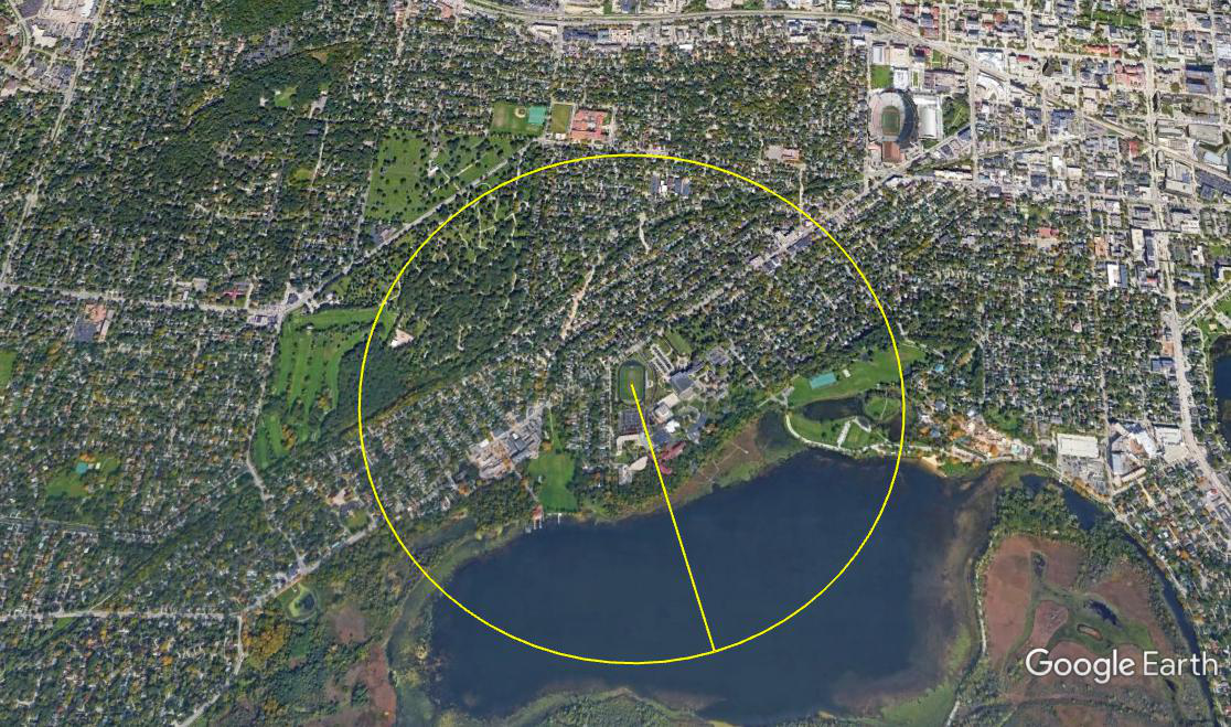 This is Google Earth image with a 3000ft radius around the field.