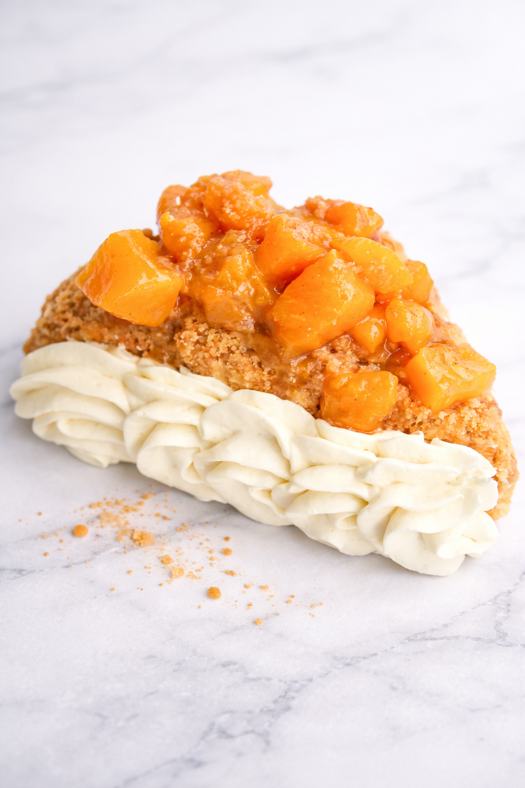 Peach cobbler cheesecake slice close-up.png