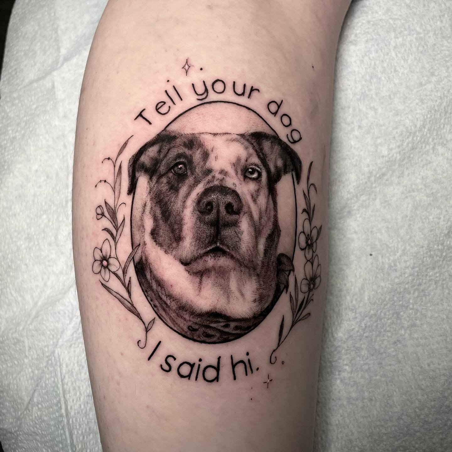 This is my sister&rsquo;s dog, Loki. (Swipe for photo of them). I tattoo a lot of people&rsquo;s pets, some still alive, some that have passed. Sometimes when I&rsquo;m finished, my clients get emotional. It&rsquo;s such a priveledge to move people w