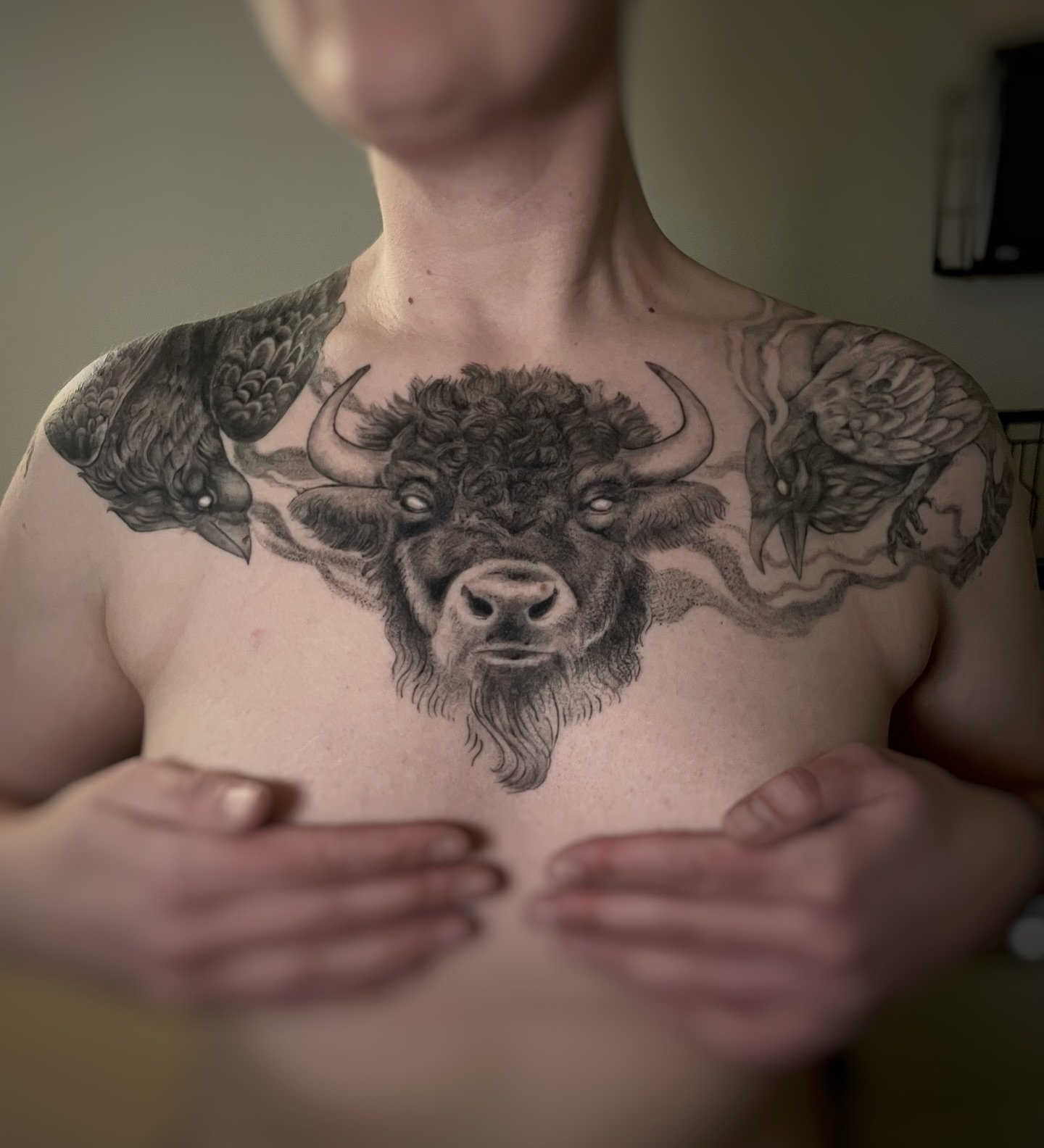 Got to snap this healed chest plate on KV the other day. I used my phone like a potato and didn&rsquo;t get a video of the way it wraps but I&rsquo;ll attach one from the day we finished it. Back piece was done a few years ago. (And was their first t