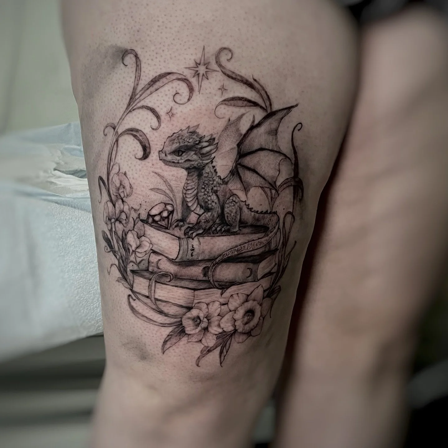 Full disclosure on this one. 
It&rsquo;s done on one of the toughest ladies I&rsquo;ve ever tattooed. She sat through a 5.5 hour sleeve without complaining or even grimacing. When we started this one- she was surprised with some pretty serious nerve 