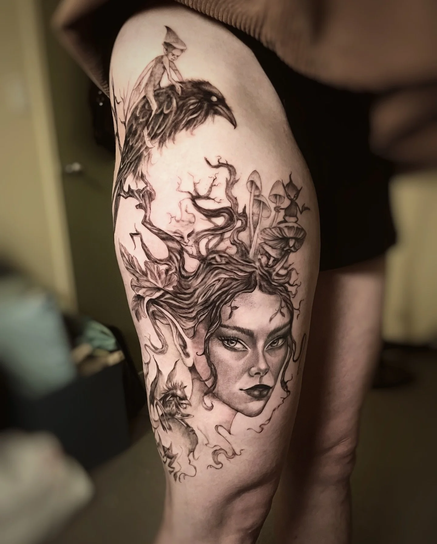 Super pumped about this piece. Brian Froud is one of my favourite artists and inspirations as a kid. This was done two days in a row. Alexandria told me before I started designing it that she really loved the art piece (attached at the end) of the wi