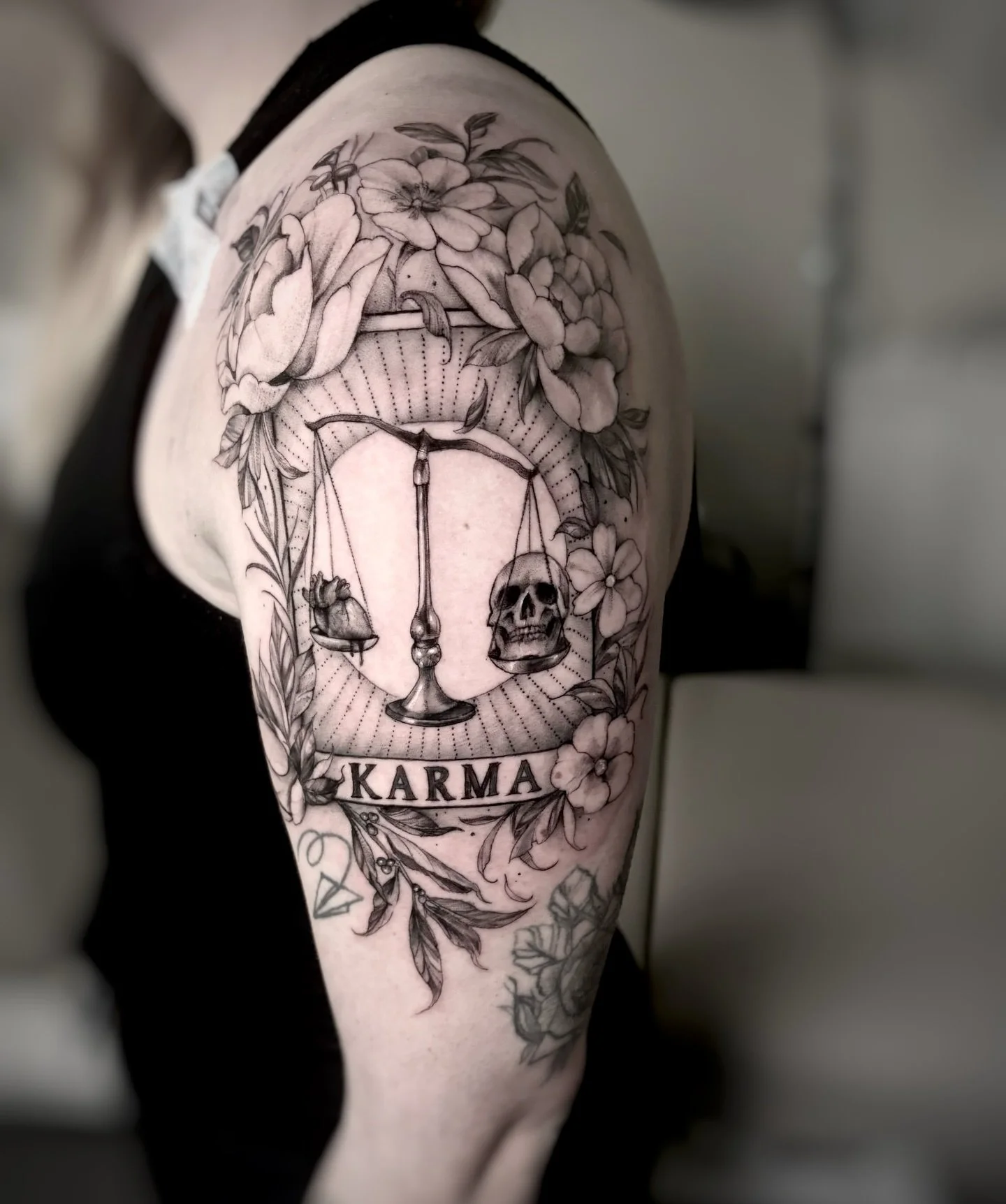 Tarot card today for Jillian. 
I first designed it with the skull and heart the same size and then when I printed it out I clocked it and my science brain said &ldquo;no way&rdquo;.
Thanks Jillian!
.
.
#winnipegtattoos #karmatarotcards #tarottattoo #