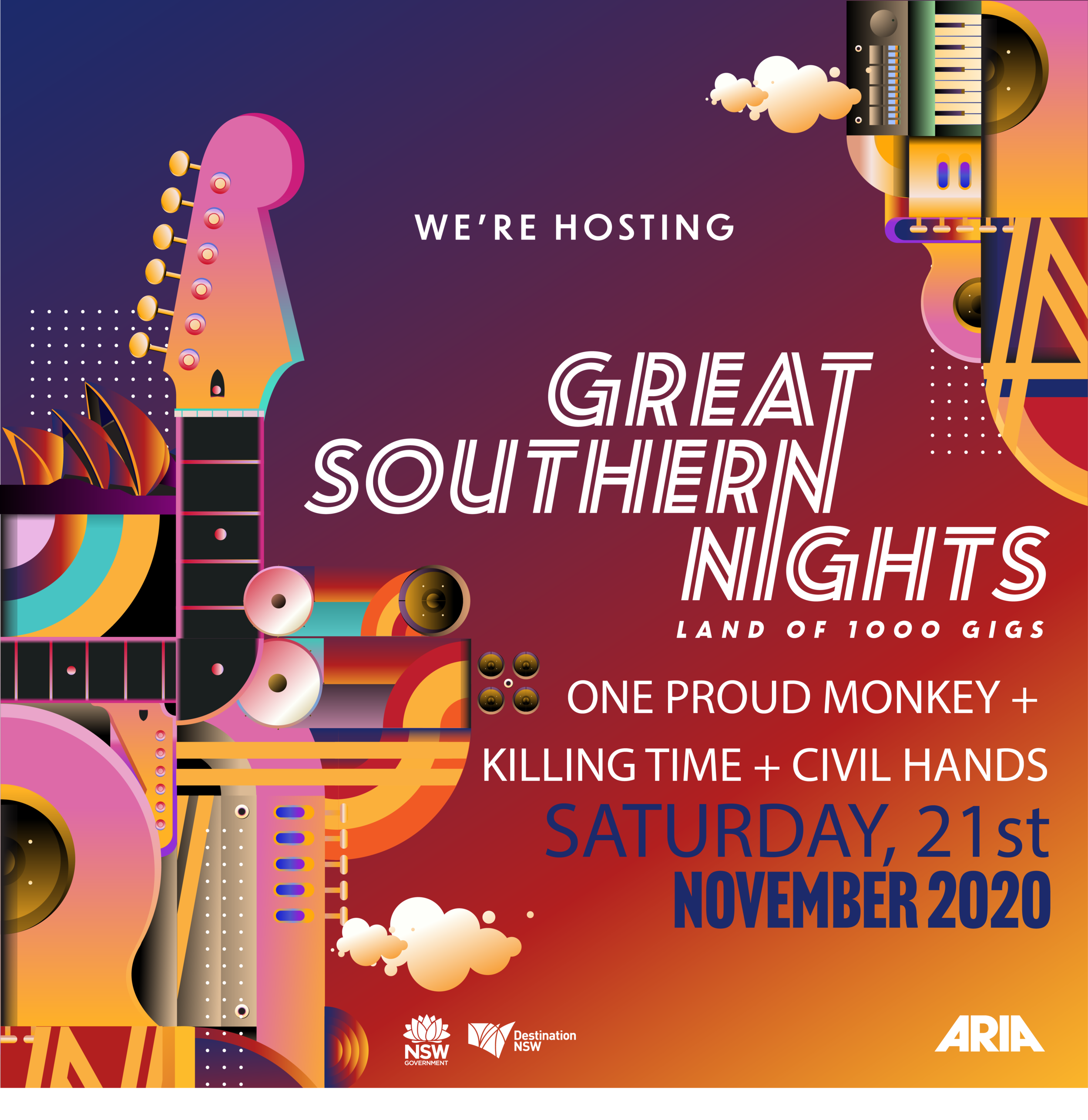 Great Southern Nights - one proud monkey + killing time + civil hands - sold out