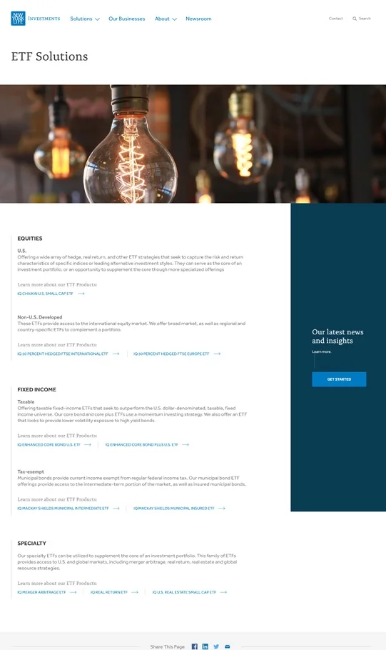 Branded Web Site Prototype: Second Level Page