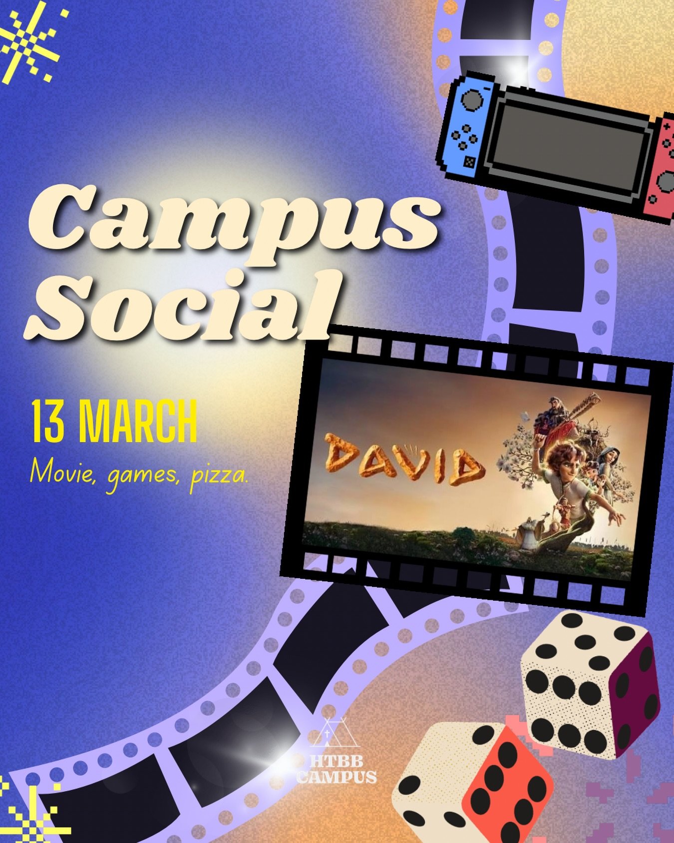 Pizza. Games. Watch party.
Sounds like a good night to us 🍕🎮📺

Join us tomorrow for our Social Night to come hang out, play some games, watch a movie together 🍿 Come hungry because we&rsquo;re having pizza together! 🤩🍕

📆 13 MARCH 2026
📍HTBB 