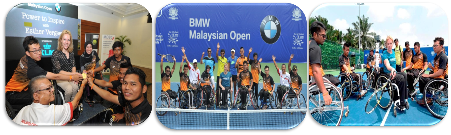 WHEELCHAIR TENNIS 'POWER TO INSPIRE" WITH ESTER VERGEER (BMW OPEN) Participants: 154 able and disable athletes Members of Wheelchair Tennis Malaysia (WTM) Participants: Esther Vergeer - 7 times Paralympic Gold medalist, winner of 42 Grand Slam titles