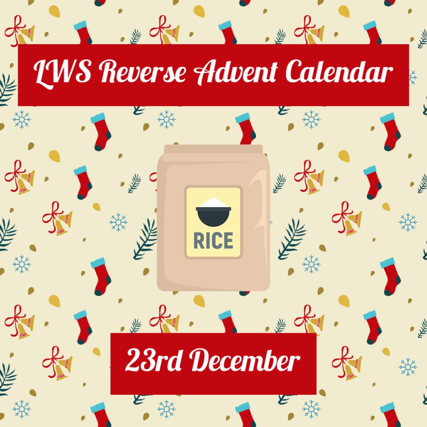 Day 23 of the LWS Reverse Advent Calendar is&hellip;

✨Microwave rice✨

Perfect for serving with some of those tinned meat meals we&rsquo;ve been asking for! 🍚 

-

For every day of the Reverse Advent Calendar Appeal, from 1st-24th December, we will