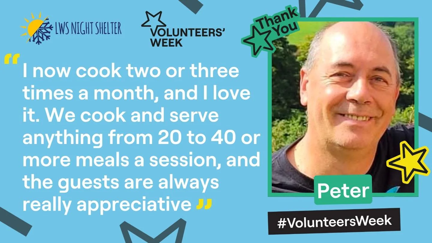 Our final #VolunteersWeek profile comes from Peter, one of our lead kitchen volunteers, who has just finished serving 40 people this evening! 💛

Here&rsquo;s what he has to say about volunteering at LWS&hellip;

&ldquo;I had been thinking about doin