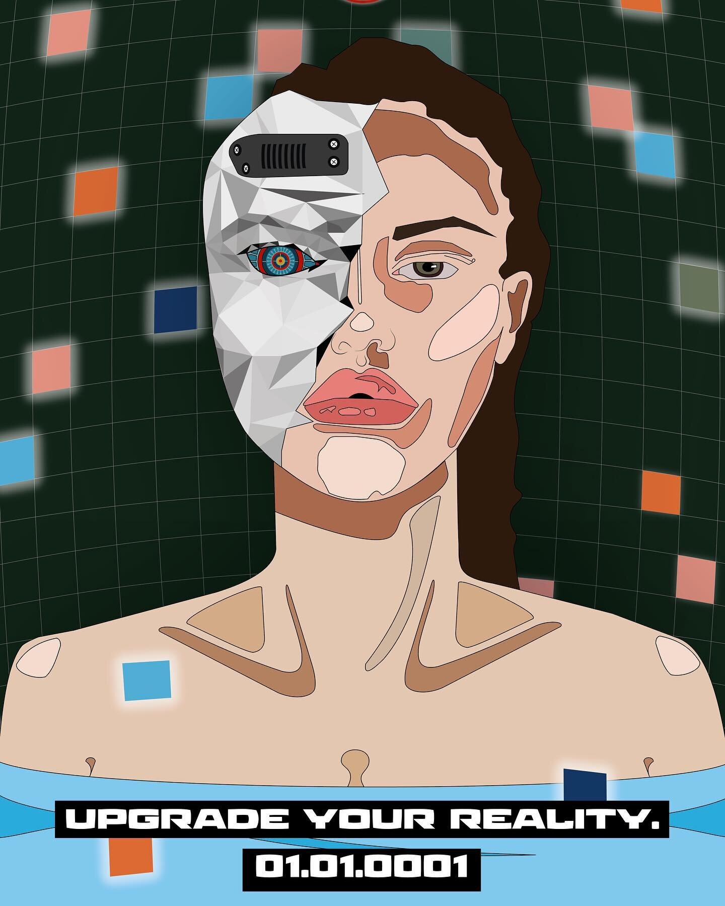 The &ldquo;Upgrade Your Reality&copy;&rdquo; propaganda poster on this SS21 Organic Red T-Shirt shows the crossover process from real life alternate reality.

Our vegan, waterless prints are printed using non-toxic and non-hazardous methods. - availa