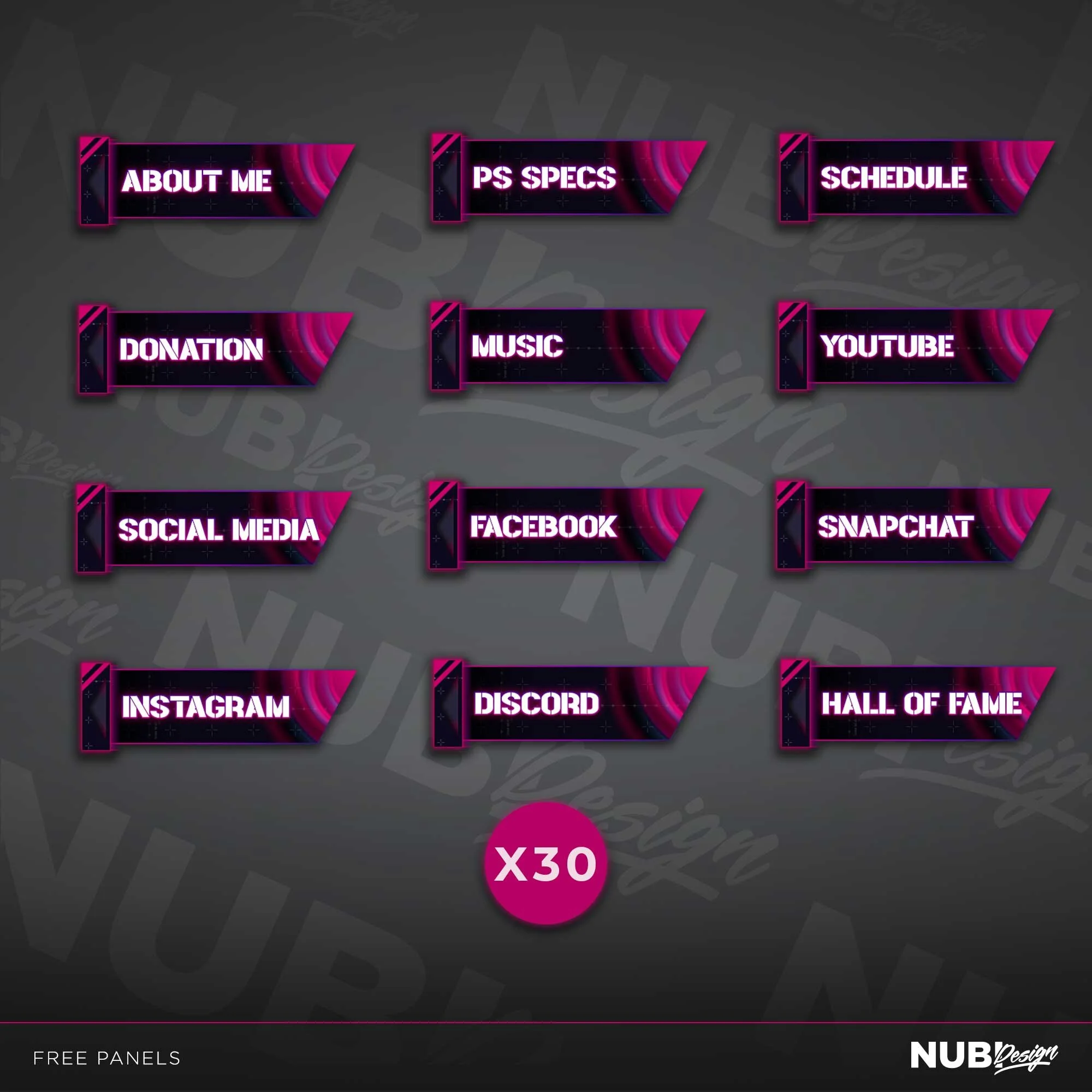 Electric Pink Free Twitch Panels