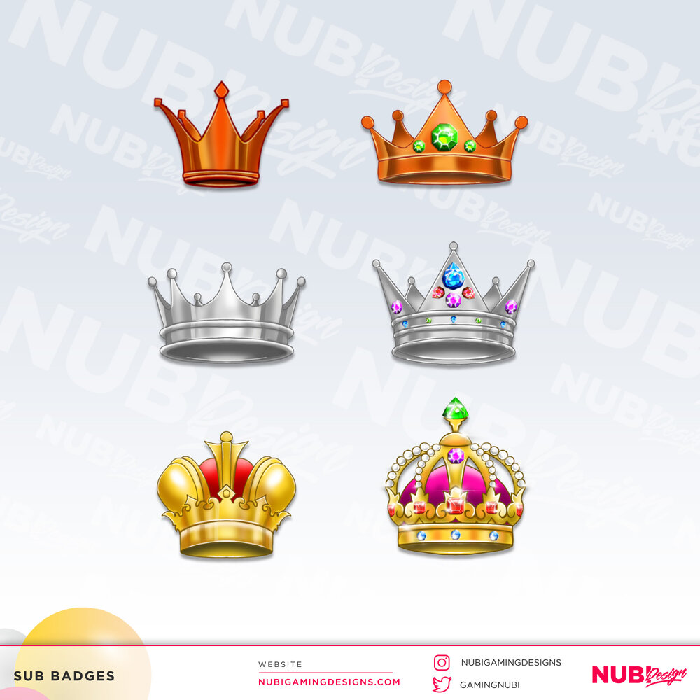 Twitch Sub Badges Controller King Crown Sub Badges Neon -  in