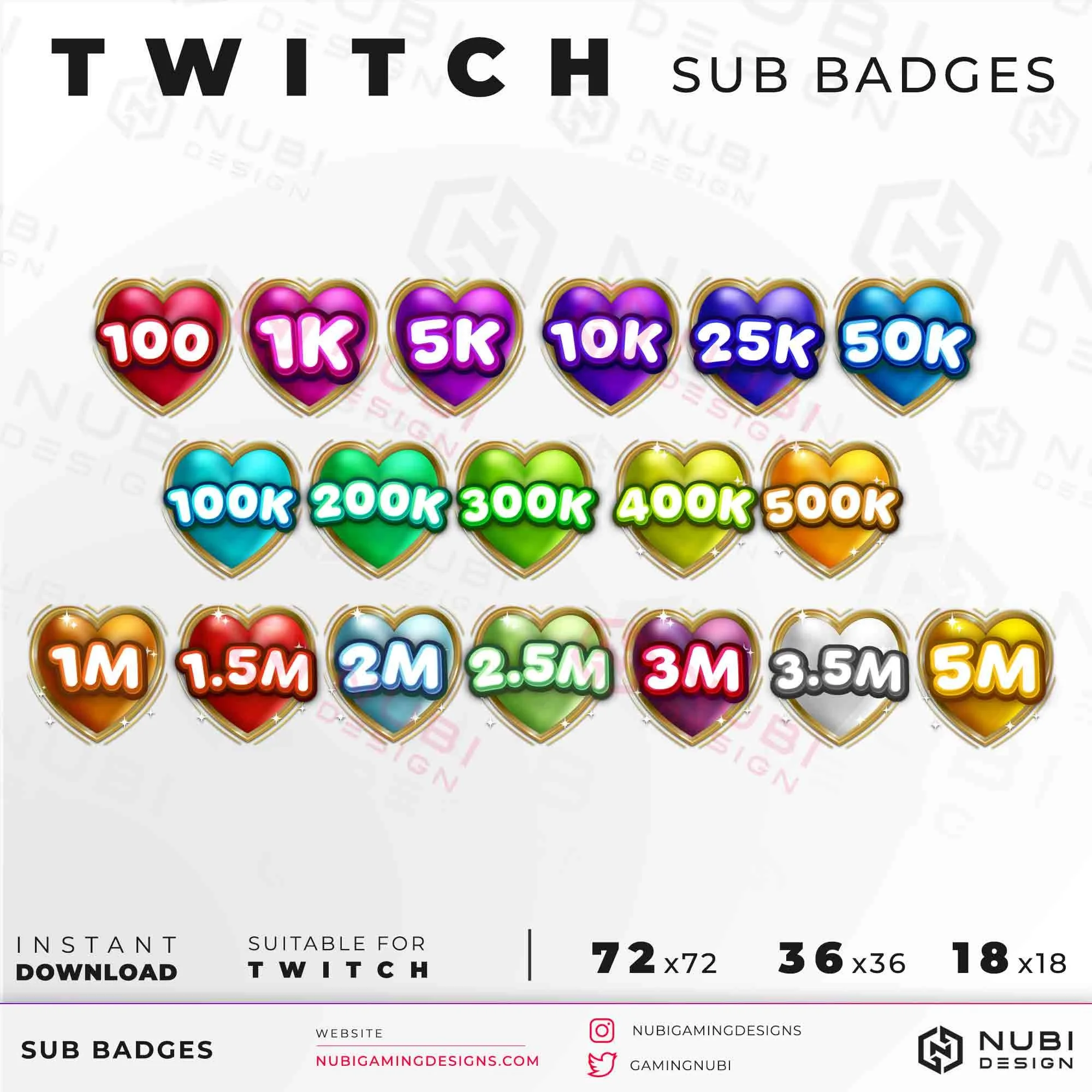 Heart Twitch Sub Badges