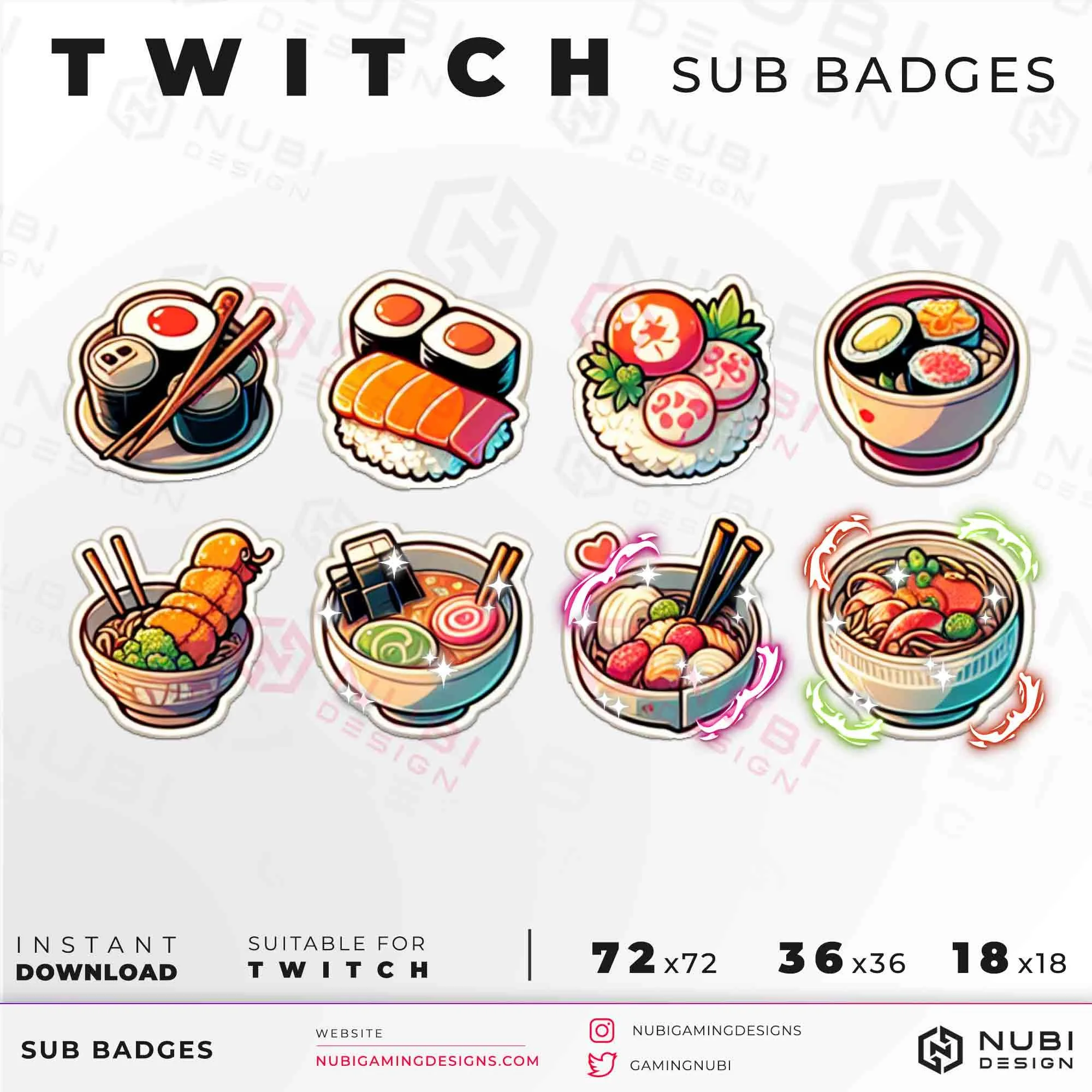 Japanese Food Twitch sub badges