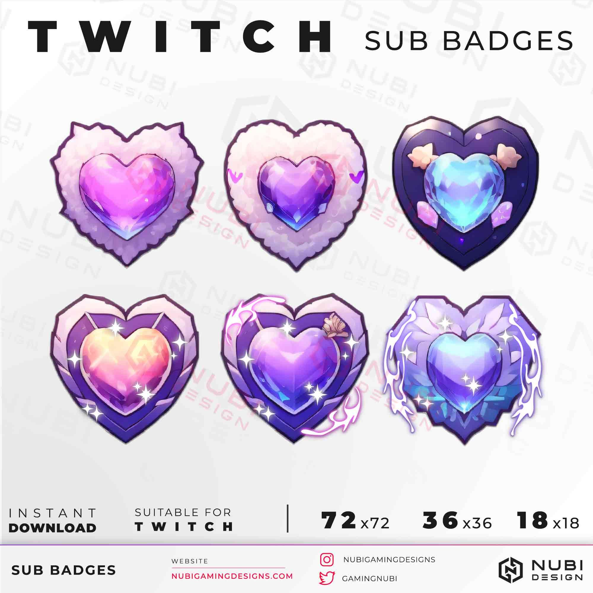 Hearts Twitch sub badges