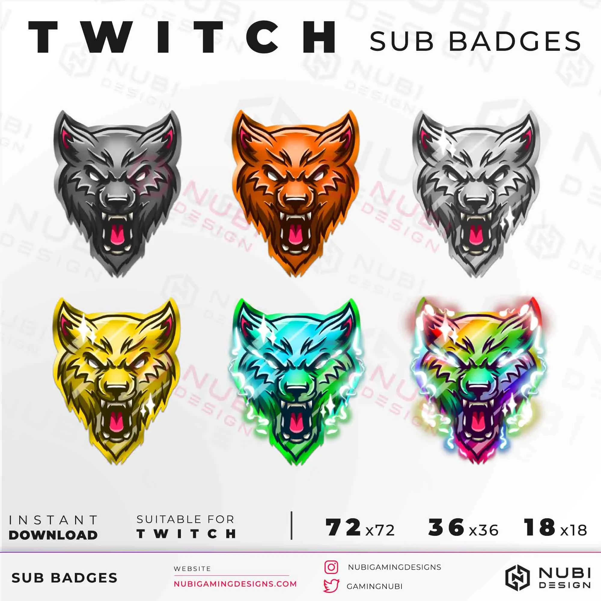 Twitch Sub Badges Wolf