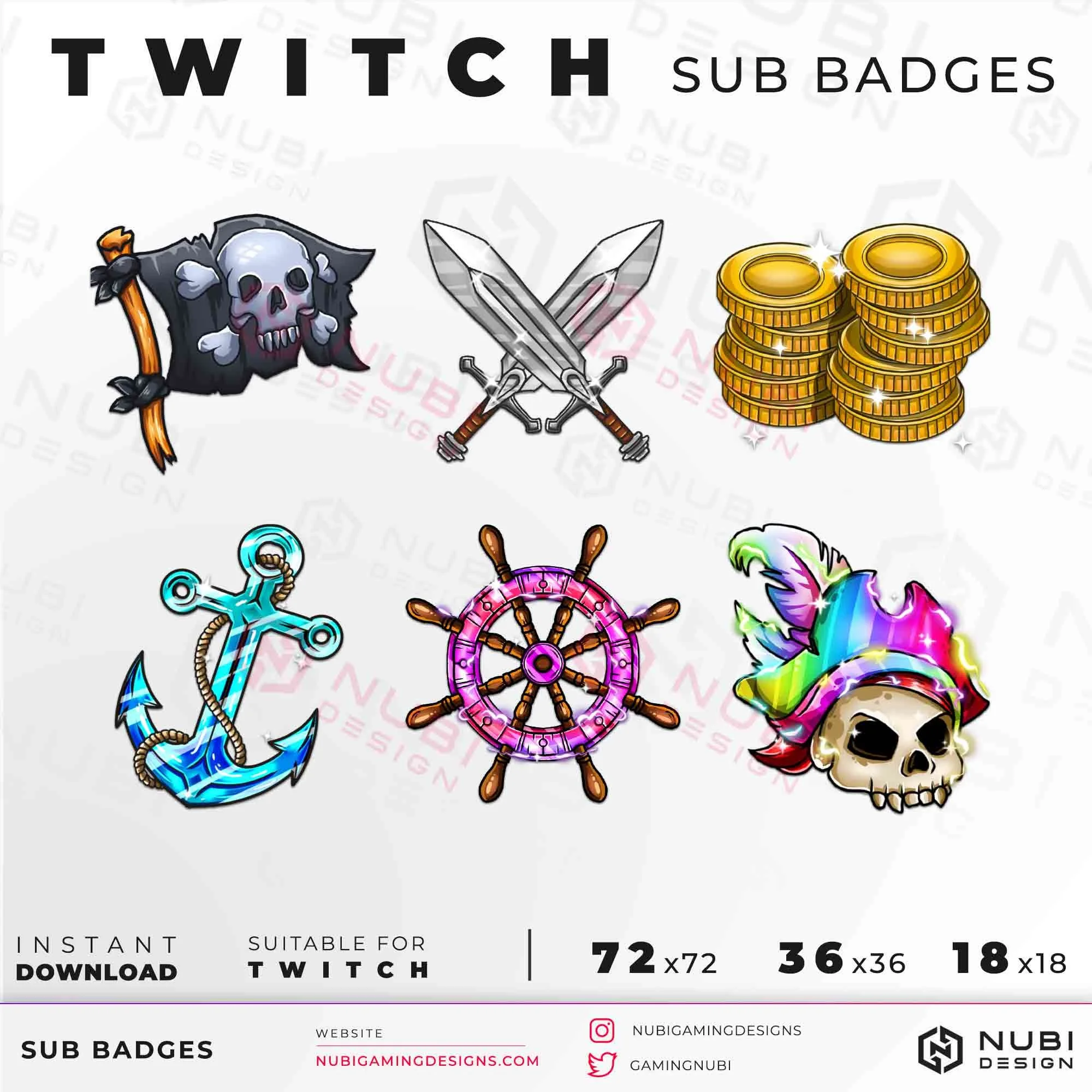 Twitch Sub Badges Pirate Pack